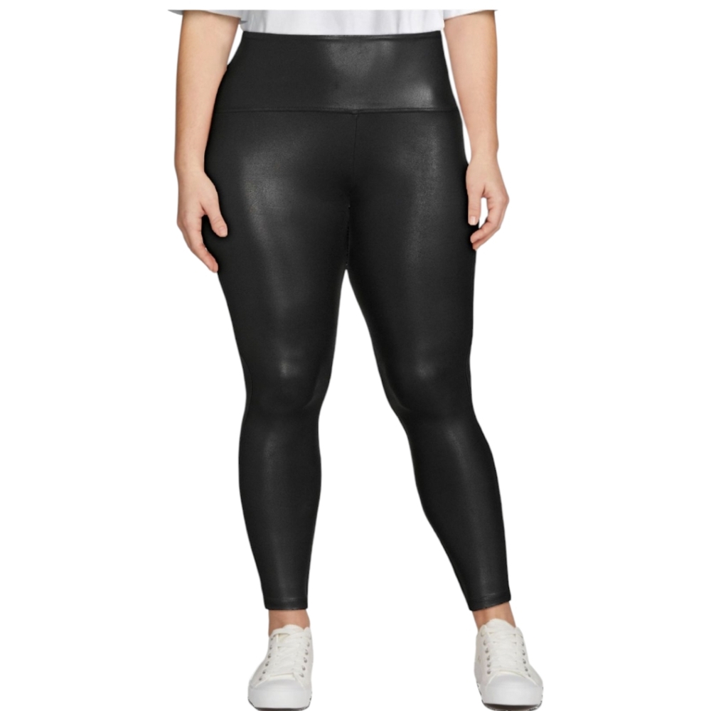 Time and Tru‎ Faux Leather Leggings Black Size XXL 20 NWT High Rise Skinny